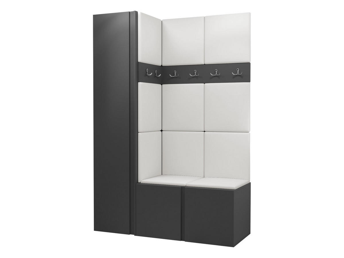 GARDEROBEN-SET Orion IX - Graphitfarben/Weiß, Holzwerkstoff/Kunststoff (124/186/46cm) - MIRJAN24