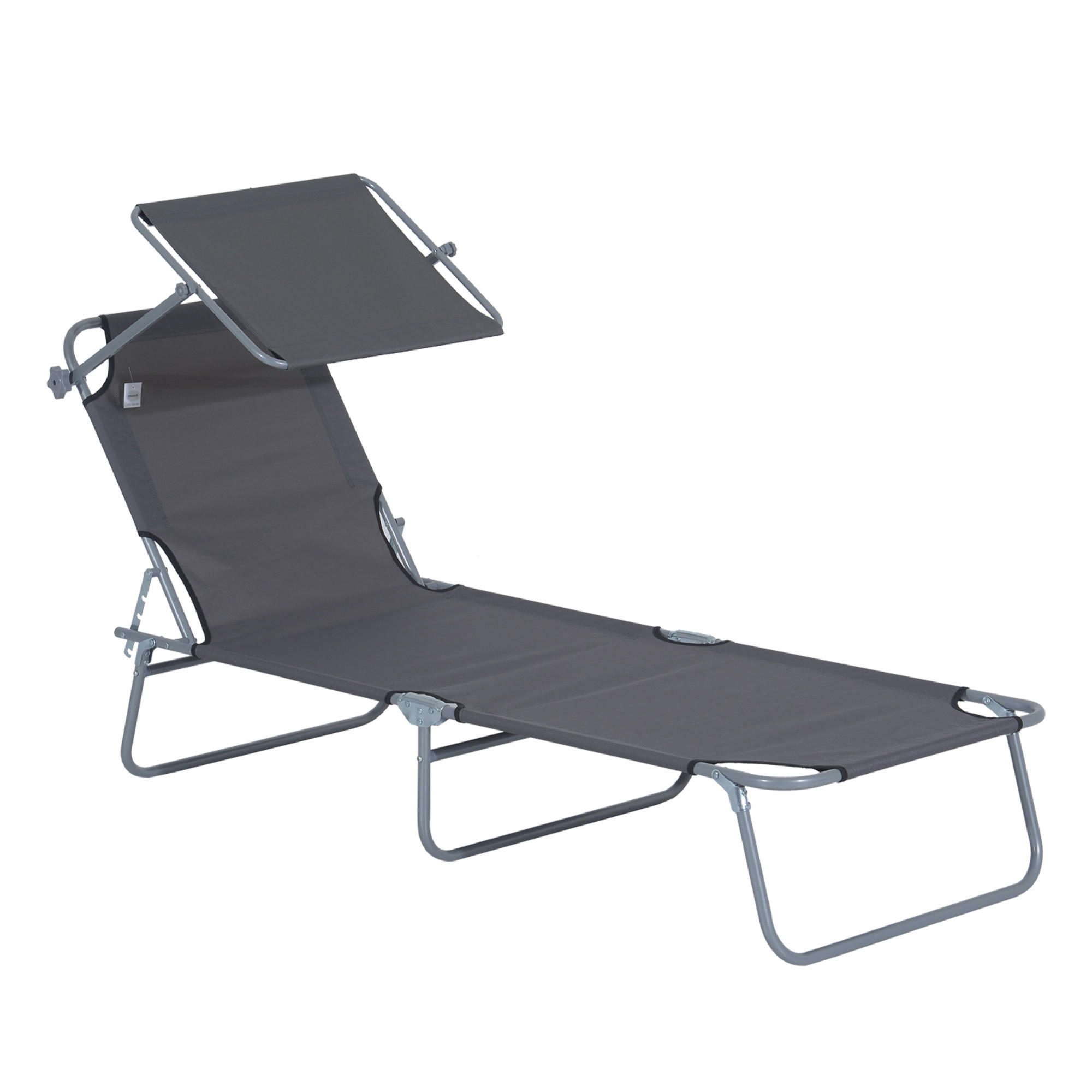 SONNENLIEGE mit Sonnenschutz, Grau - Grau, Textil/Metall (58/27/187cm) - Outsunny