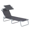 SONNENLIEGE mit Sonnenschutz, Grau - Grau, Textil/Metall (58/27/187cm) - Outsunny