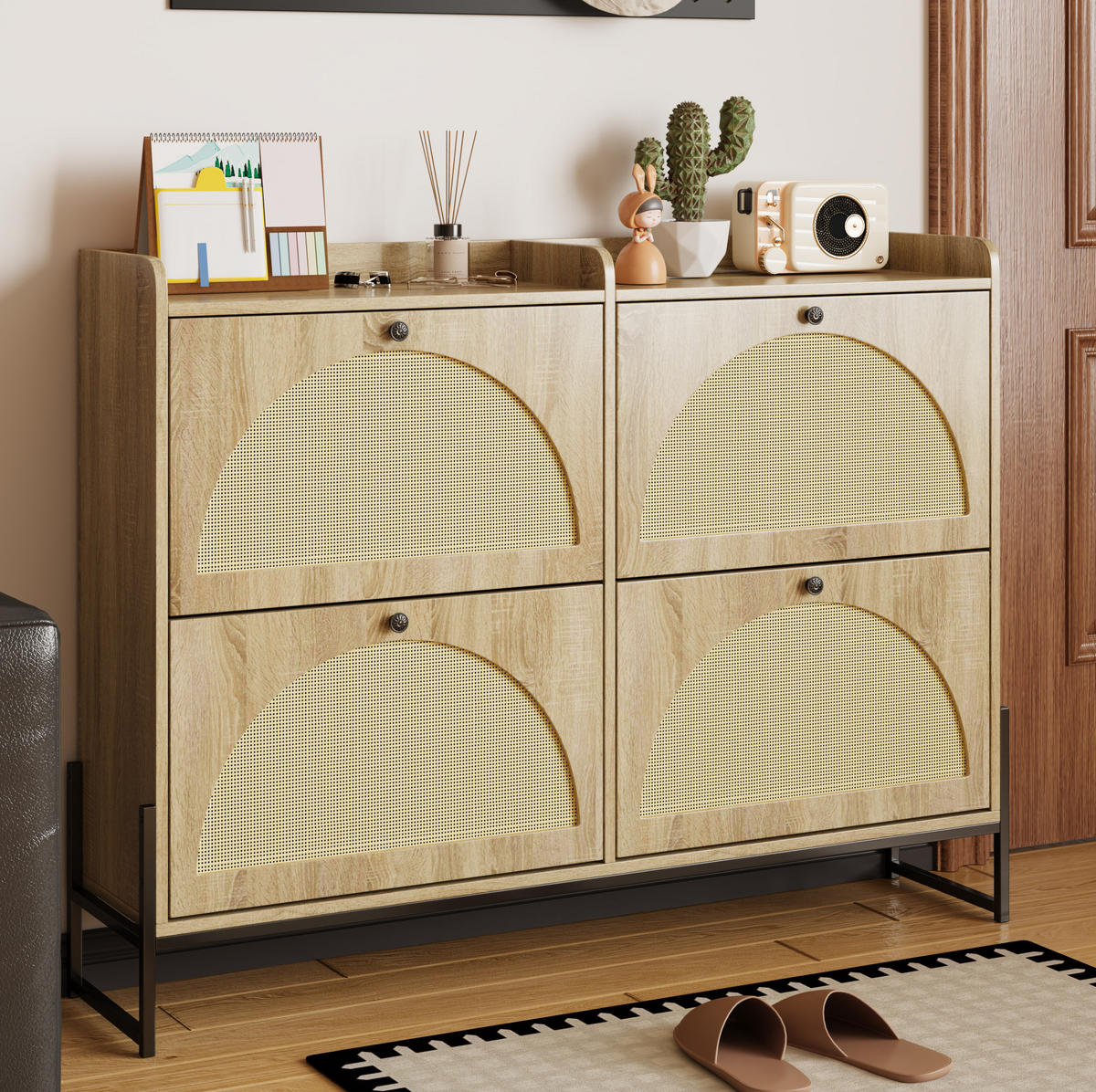 SCHUHSCHRANK 121 x 25 x 91,5 cm Holzoptik Natural - Naturfarben, Holzwerkstoff (25/91.5/118cm) - Beauniv
