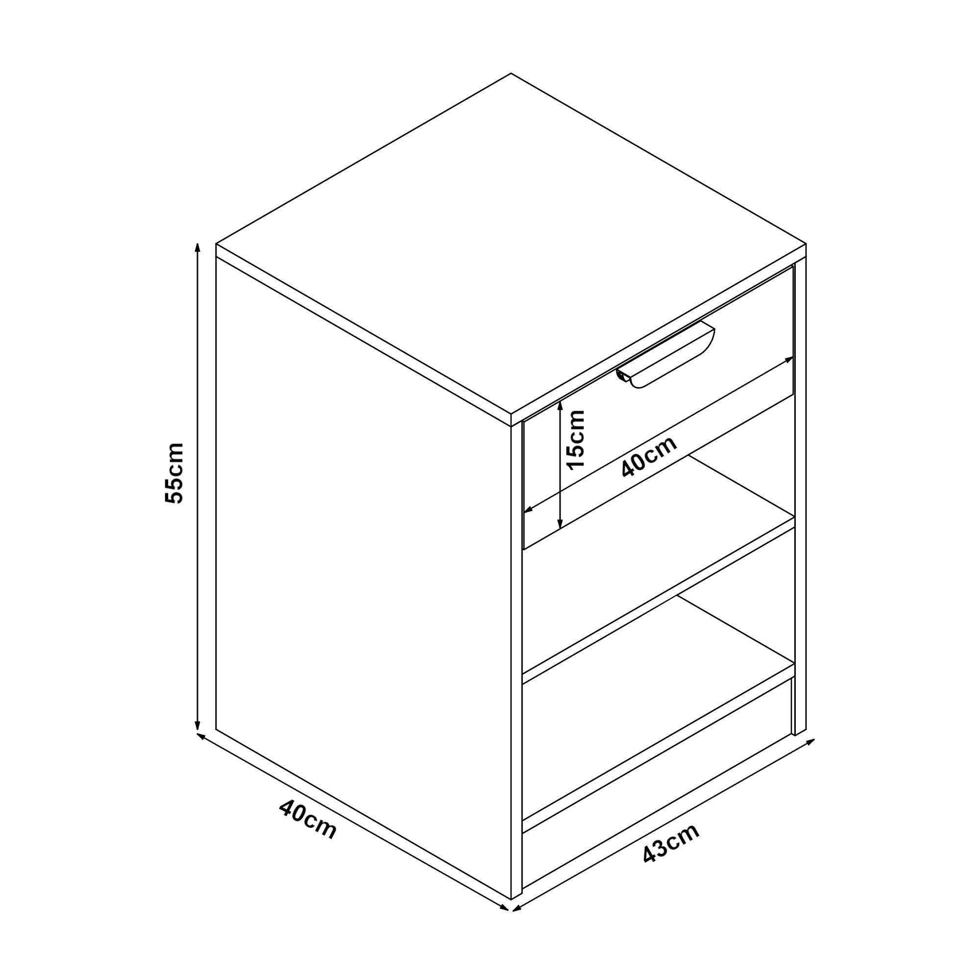 NACHTTISCH Varkaus - Eichefarben, Holzwerkstoff (43/55/40cm) - [en.casa]