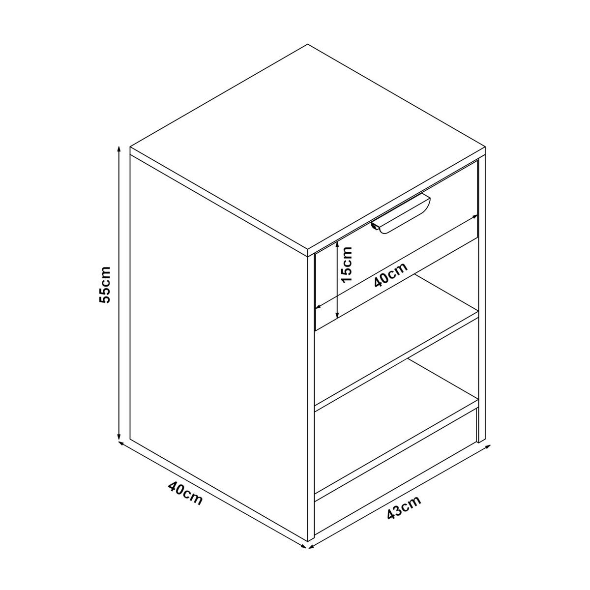 NACHTTISCH Varkaus - Eichefarben, Holzwerkstoff (43/55/40cm) - [en.casa]
