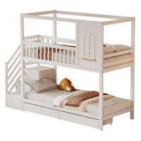 ETAGENBETT 90/200 cm Weiß aus Massivholz mit Stauraum und Haus-Design - Weiß, Holz (90/200cm) - Flora Grace