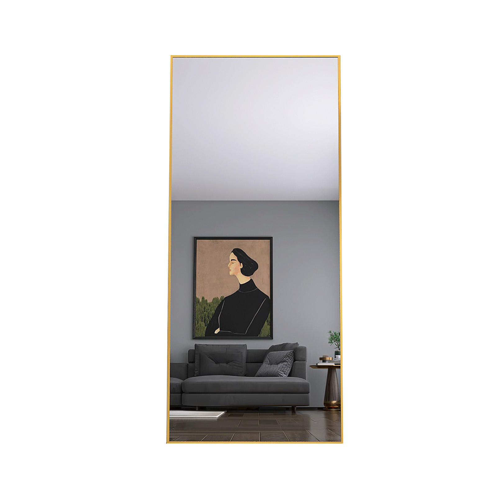 STANDSPIEGEL 180x80cm, Rechteckiger Spiegel, Goldener Metallrahmen - Goldfarben, Metall (80/180/180cm)