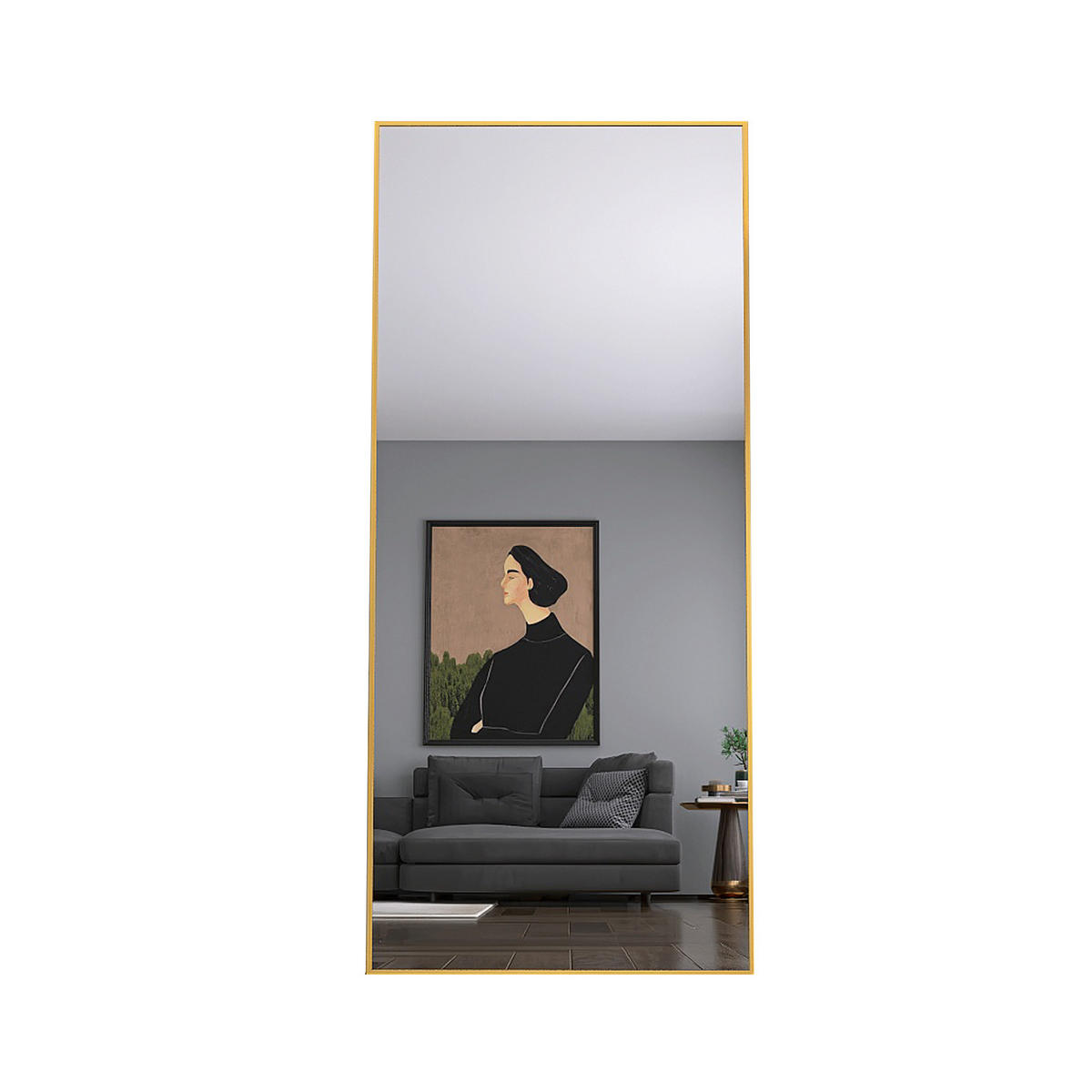 STANDSPIEGEL 180x80cm, Rechteckiger Spiegel, Goldener Metallrahmen - Goldfarben, Metall (80/180/180cm)