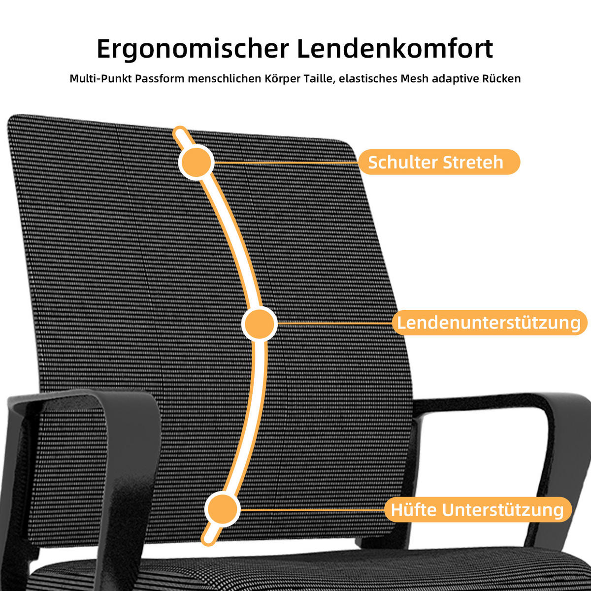 BÜROSTUHL Netz Schwarz - Schwarz, Textil/Metall (59/90/55cm) - WISHDOR