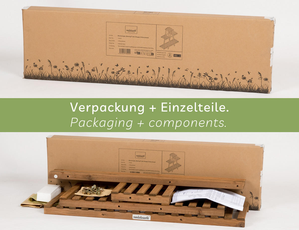 PFLANZENSTÄNDER aus Holz wetterfest für Balkon & Garten - Braun, Holz (83/83/28cm) - needs&wants