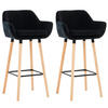 BARHOCKER Grande, 2er Set, Gestell Holz, Samt Schwarz - Schwarz/Braun, Holz/Textil (55/99/46cm) - TPFLiving