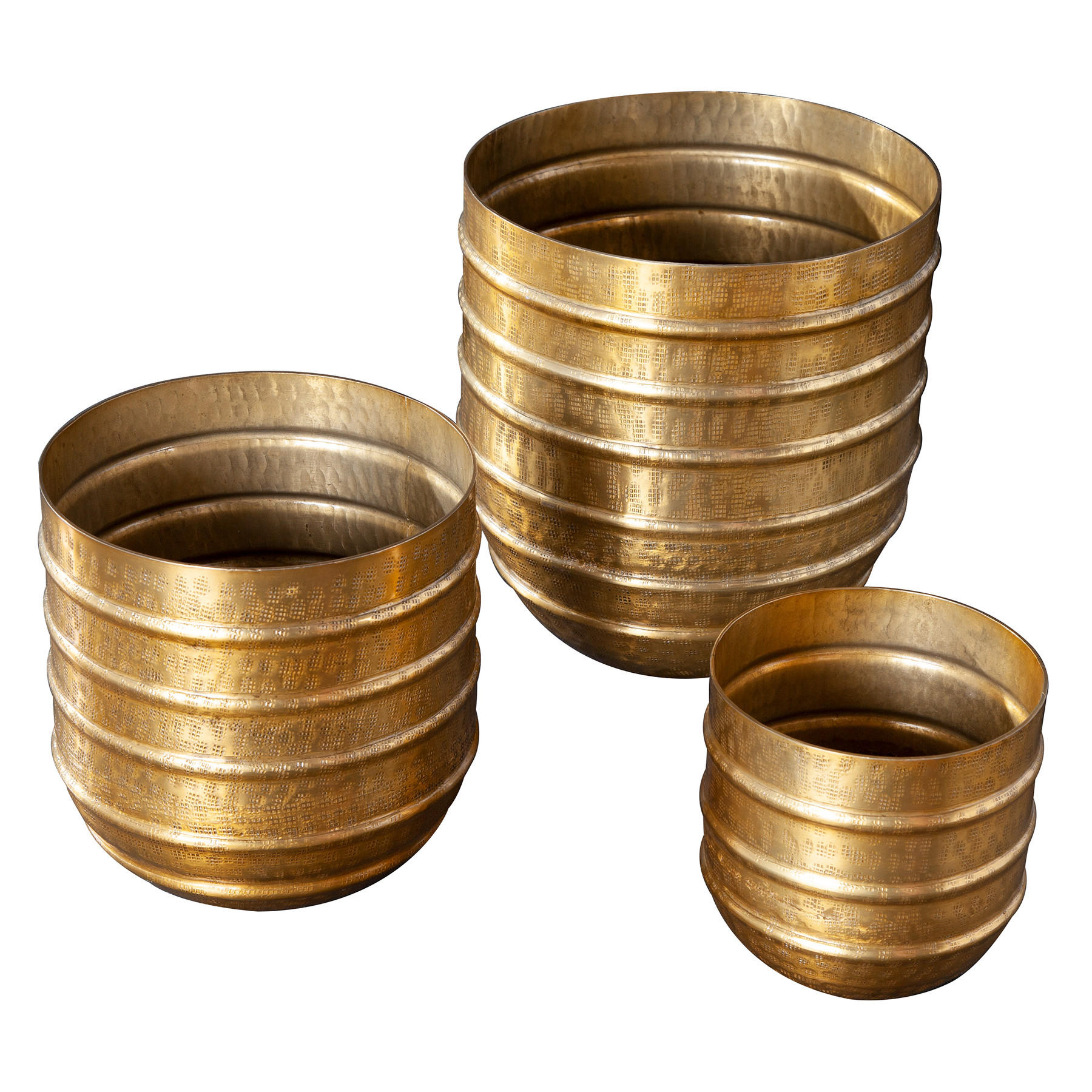 ÜBERTOPF ORIENT Metall Gold 16 cm 3er Set - Goldfarben, Metall (15/16/15cm) - riess-ambiente
