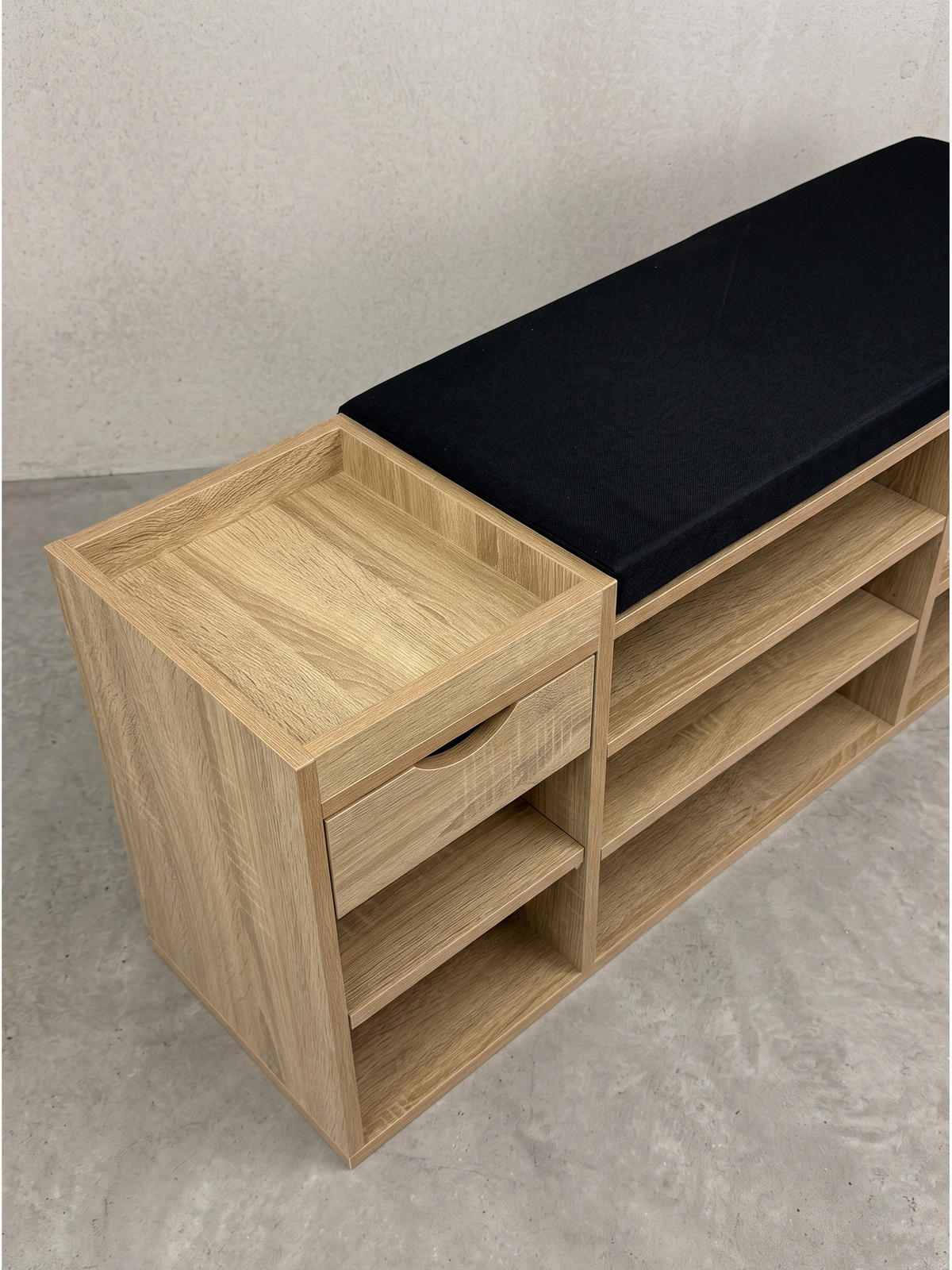 GARDEROBENBANK CARTAGENA, Stoff, Sonoma, 100 x 30 x 45 cm - Hellbraun/Schwarz, Holzwerkstoff/Textil (100/45/30cm) - KADIMA DESIGN