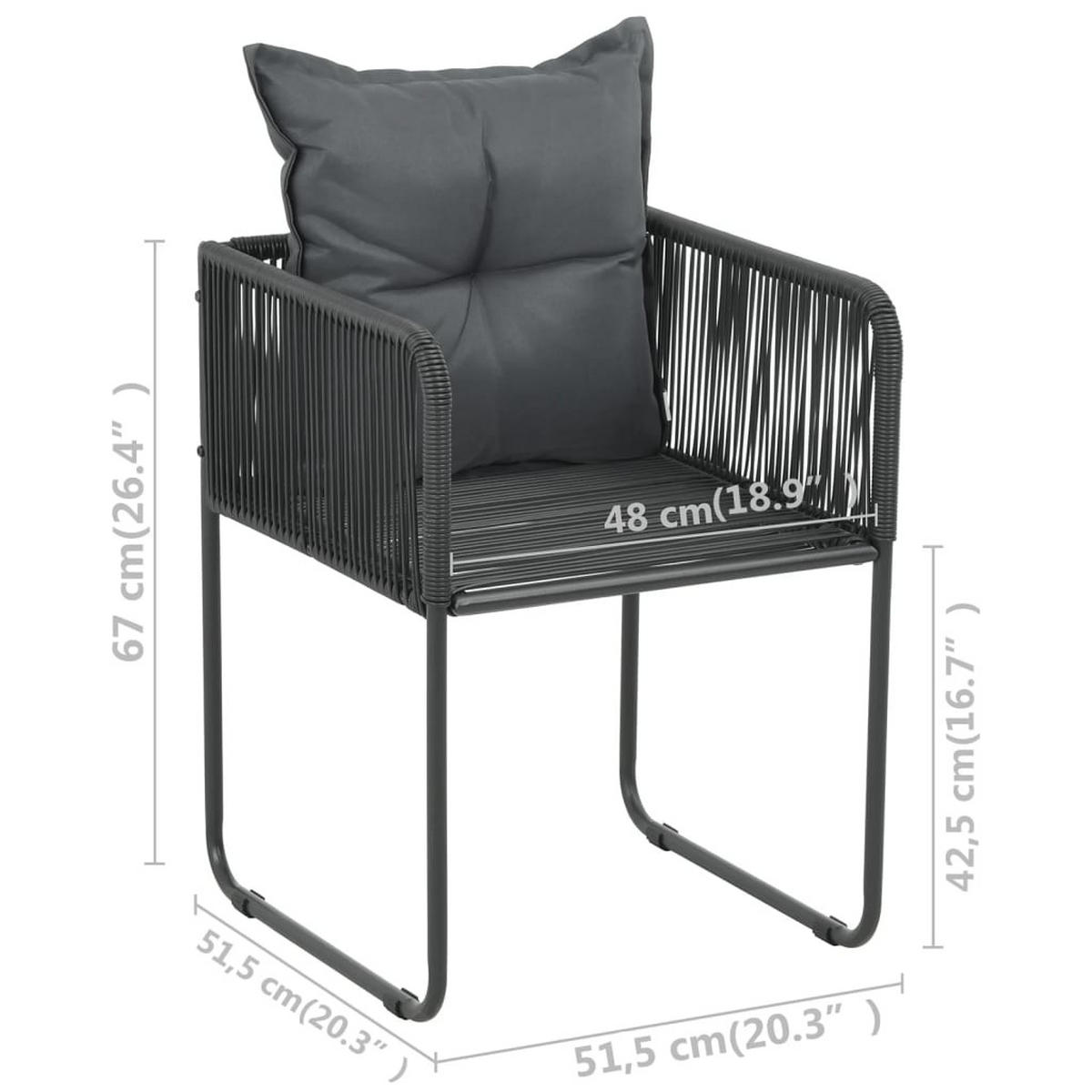 GARTENSTÜHLE 6er set Mit Kissen Poly Rattan Schwarz - Schwarz, Kunststoff (51.5/67/51.5cm) - vidaXL