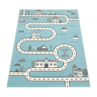 KINDERTEPPICH Roadmap Kindermotiv Kinderzimmer schmutzabweisend Blau Rechteckig 80x150 - Blau, Textil (80/150cm) - KADIMA DESIGN