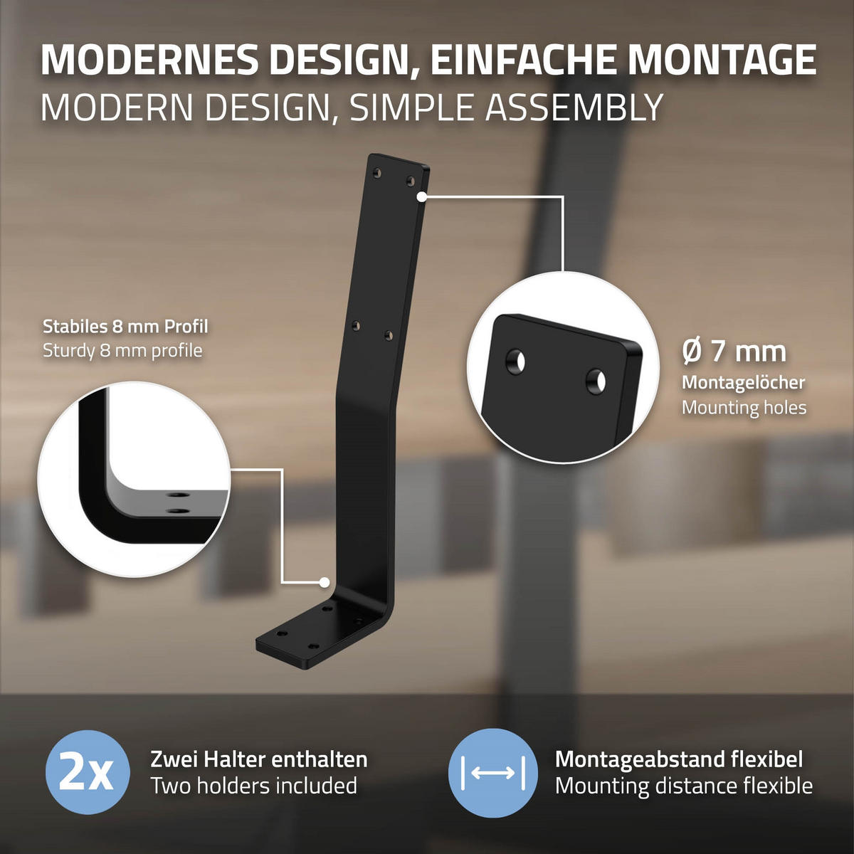 RÜCKENLEHNENHALTERUNG - Schwarz, Metall (5/34.5/10cm) - ML-DESIGN
