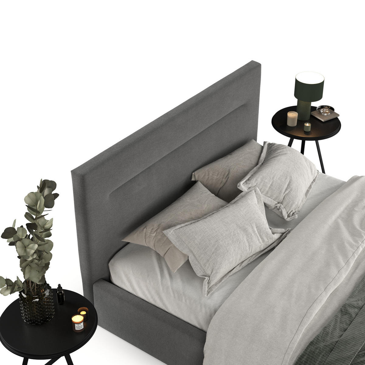 POLSTERBETT Liline 160/200 cm Anthrazit im Asti Stoff - Anthrazit/Schwarz, Holz/Holzwerkstoff (160/200cm) - AltaBeds