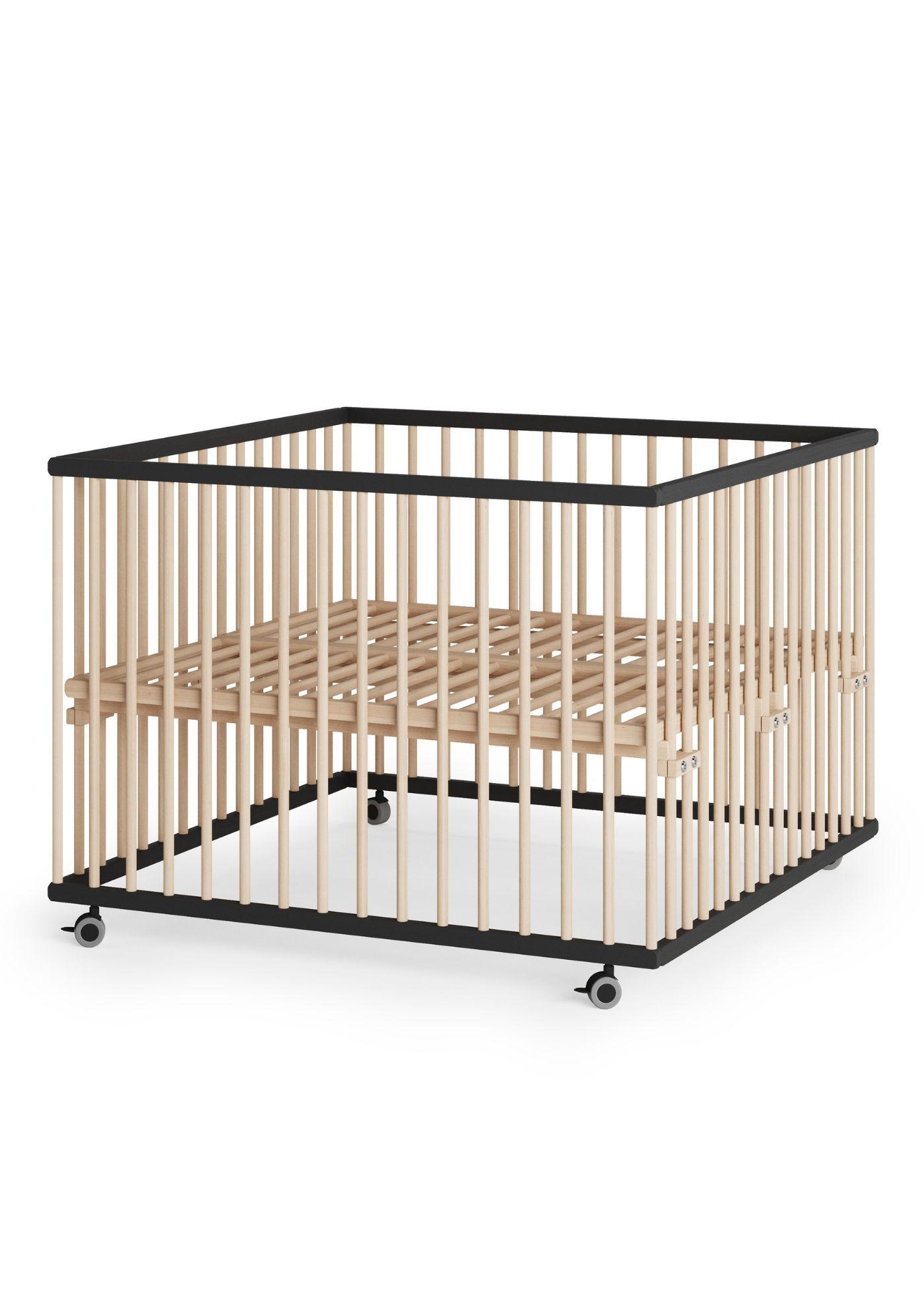 LAUFGITTER 100x100 cm mit Lattenrost & Schlupfsprossen - schwarz/natur - Premium Kollektion - Schwarz/Naturfarben, Holz (100/74/100cm) - Sämann – make a difference.