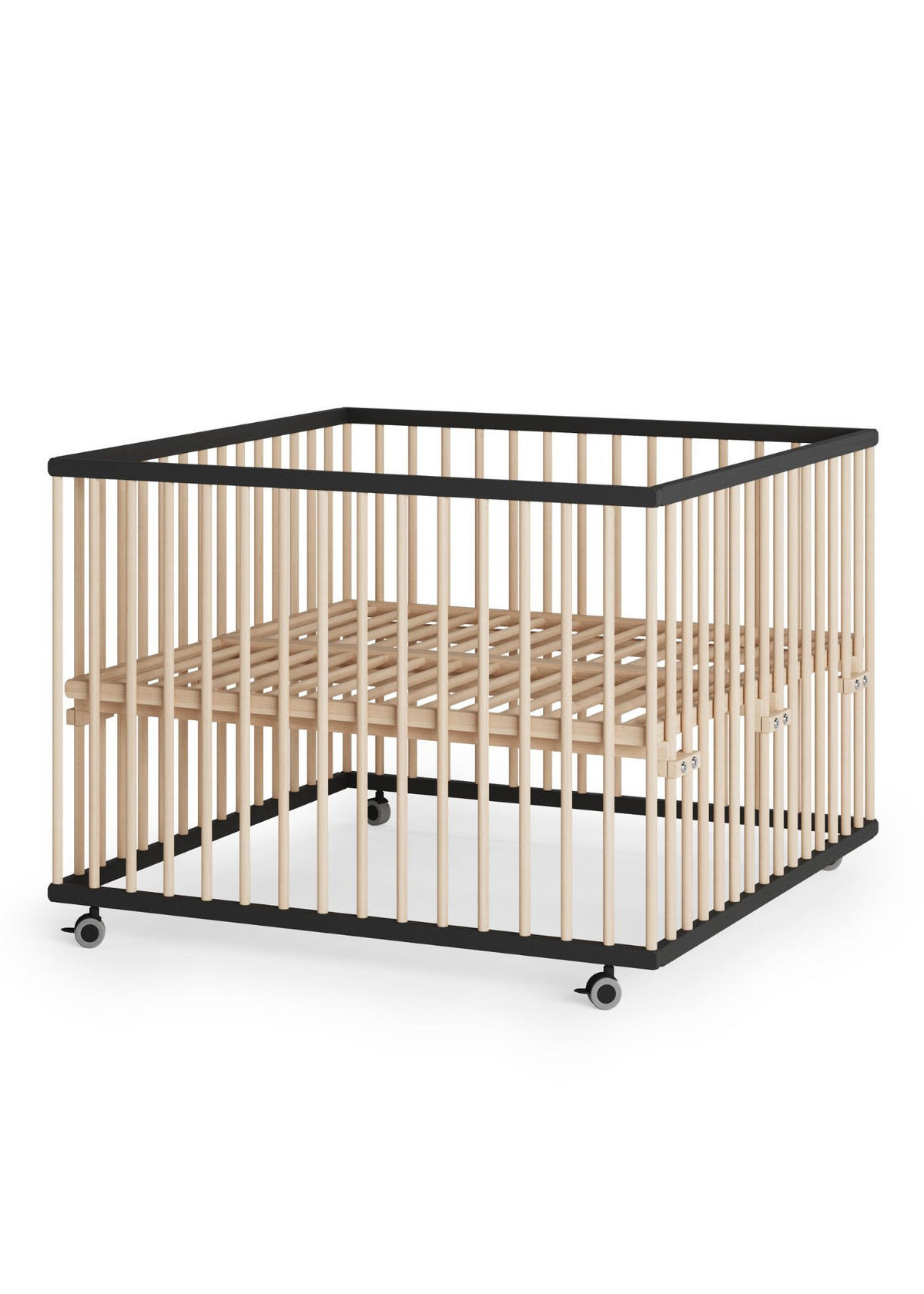 LAUFGITTER 100x100 cm mit Lattenrost & Schlupfsprossen - schwarz/natur - Premium Kollektion - Schwarz/Naturfarben, Holz (100/74/100cm) - Sämann – make a difference.