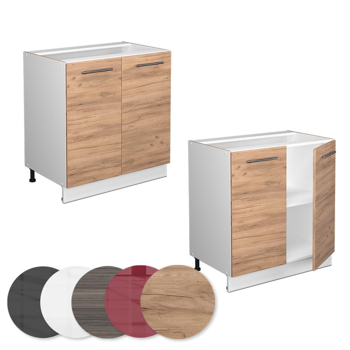 SPÜLENUNTERSCHRANK Fame-Line Goldkraft Eiche 80 cm mit Regal, AP Eiche - Eiche Wotan/Weiß, Holzwerkstoff (80/82/60cm) - Vicco