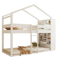 ETAGENBETT 90/200 cm mit Stauraum an beiden Kopfteilen, Sicherheitsgeländer und offenem Unterbett aus Kiefern , Weiß - Weiß, Holzwerkstoff (90/200cm) - Redom