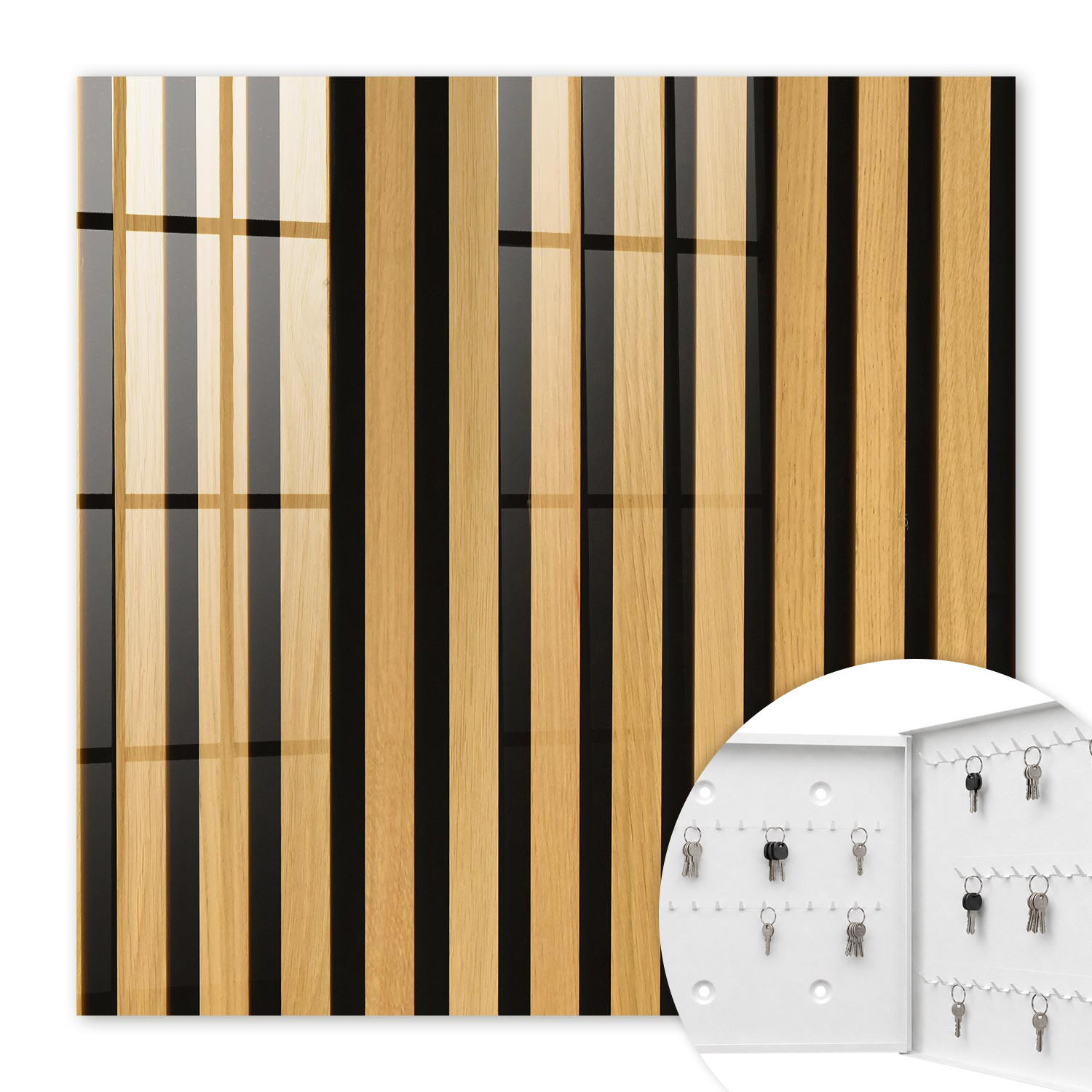 SCHLÜSSELBOX Weiß 30x30 cm – Türöffnung nach rechts - Holzkonstruktion - Braun, Metall (30/30/5cm) - TULUP