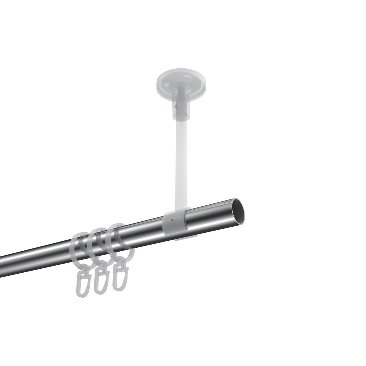 GARDINENSTANGEN-SET Sonette Mavell 180 cm, 1-läufig, 20 mm Ø Chrom - Chromfarben/Weiß, Metall (180cm) - INTERDECO