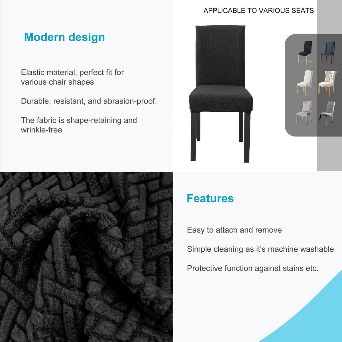 STUHLHUSSE (2-tlg. Set) - Schwarz, Kunststoff (1/38cm)