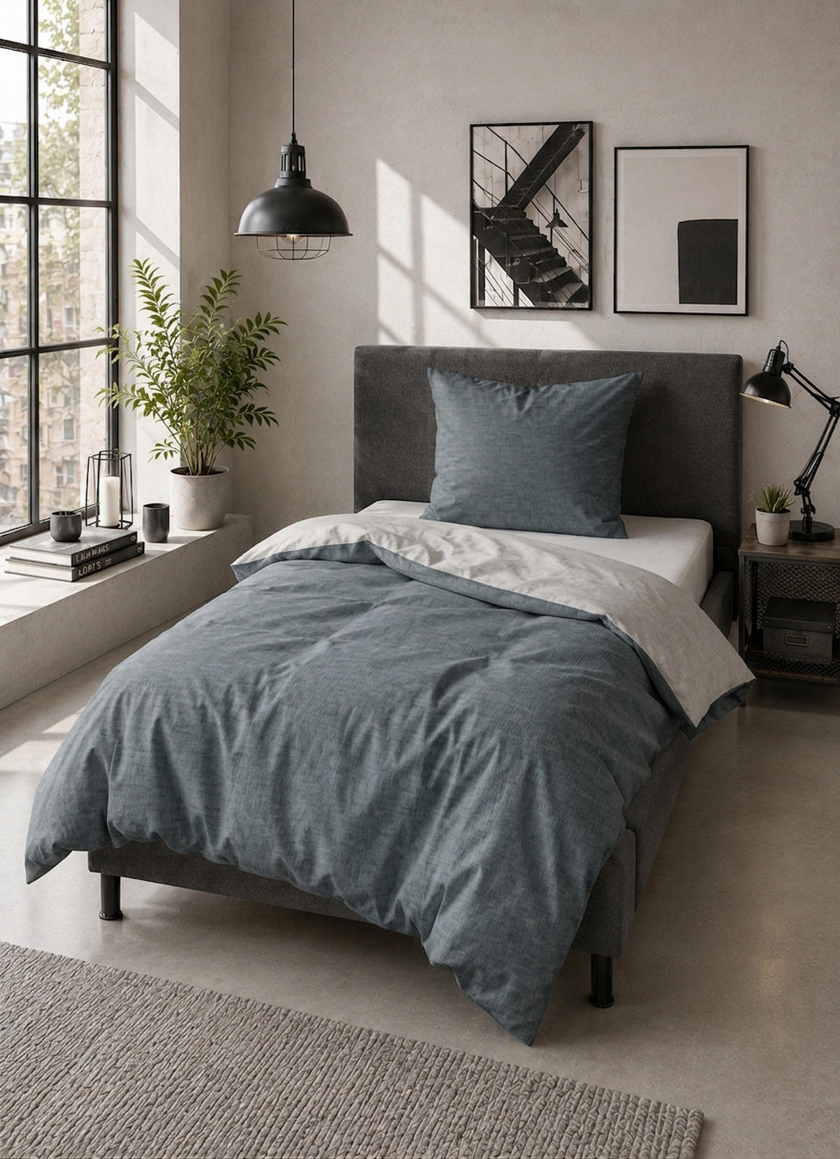 BETTWÄSCHE-GARNITUR Jersey UNI titanium, 155x220 cm + 80x80 cm - Titanfarben, Textil (155/220cm) - Castell