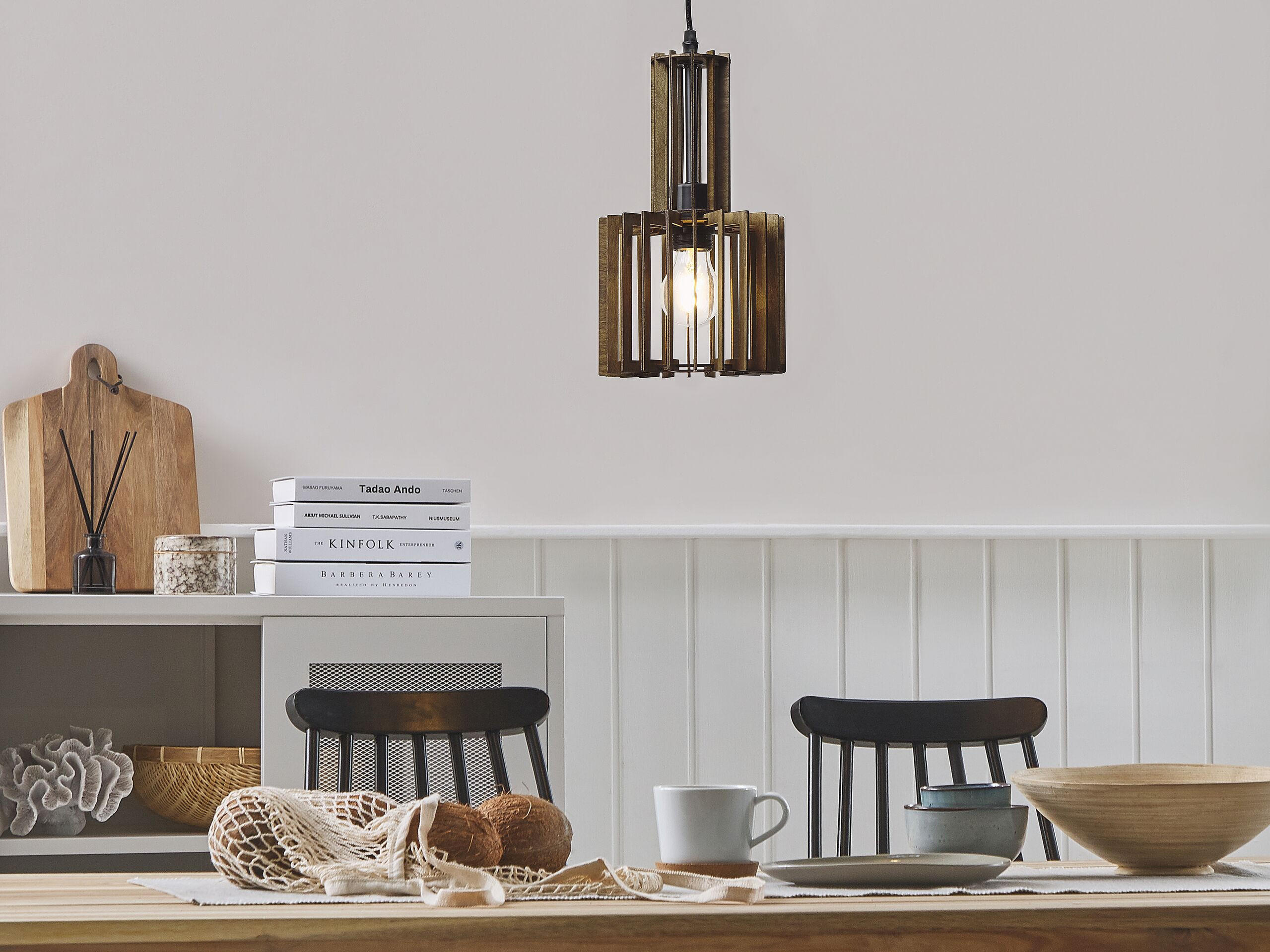 HÄNGELEUCHTE Niari 19/19/119 cm - Dunkelbraun, Holzwerkstoff (19/19/119cm) - Beliani