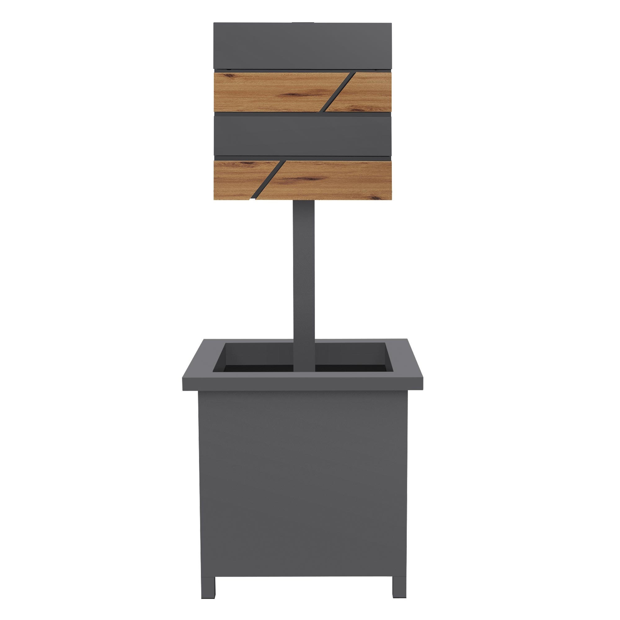 BRIEFKASTEN Anthrazit-Holzoptik mit bepflanzbarem Ständer - Anthrazit, Metall (120cm) - ML-DESIGN