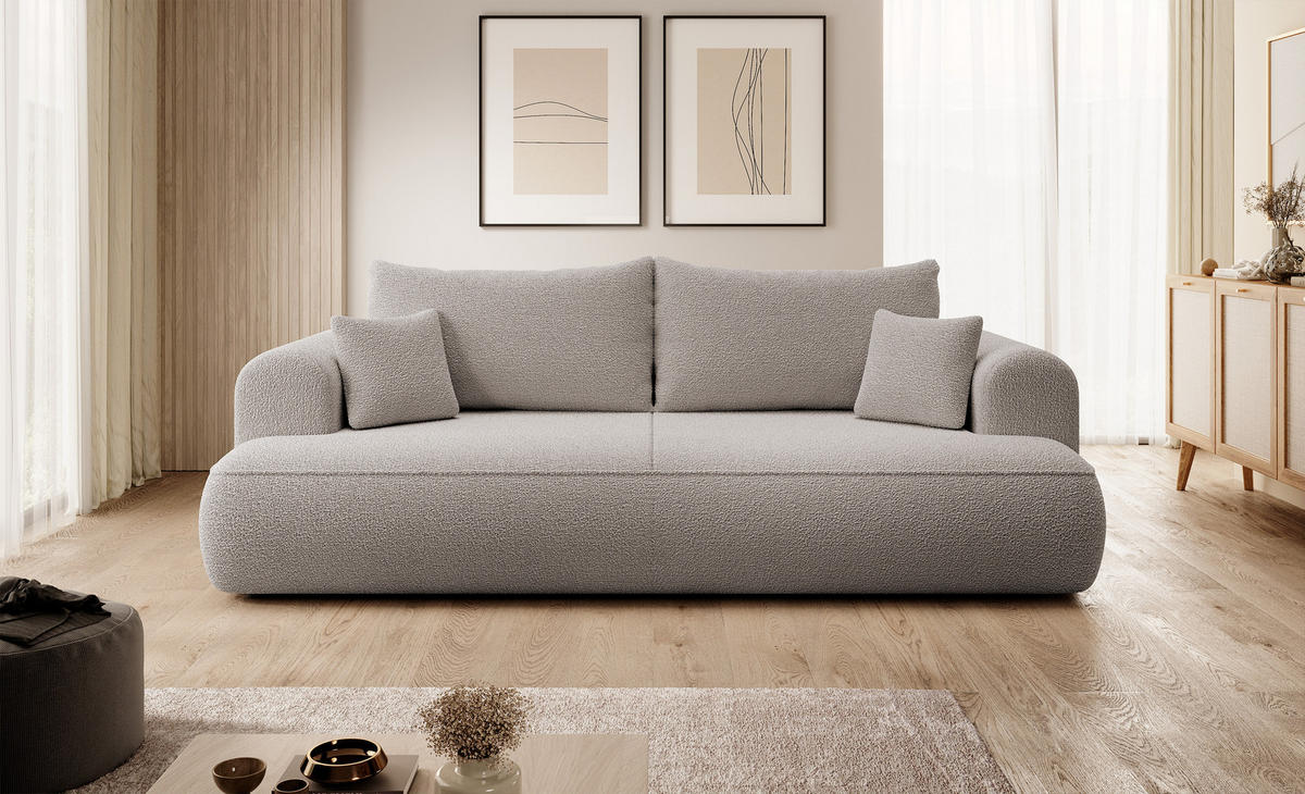 SCHLAFSOFA Ovo Dunkelbeige Boucle - Sandfarben, Textil (250/93/110cm) - Selsey