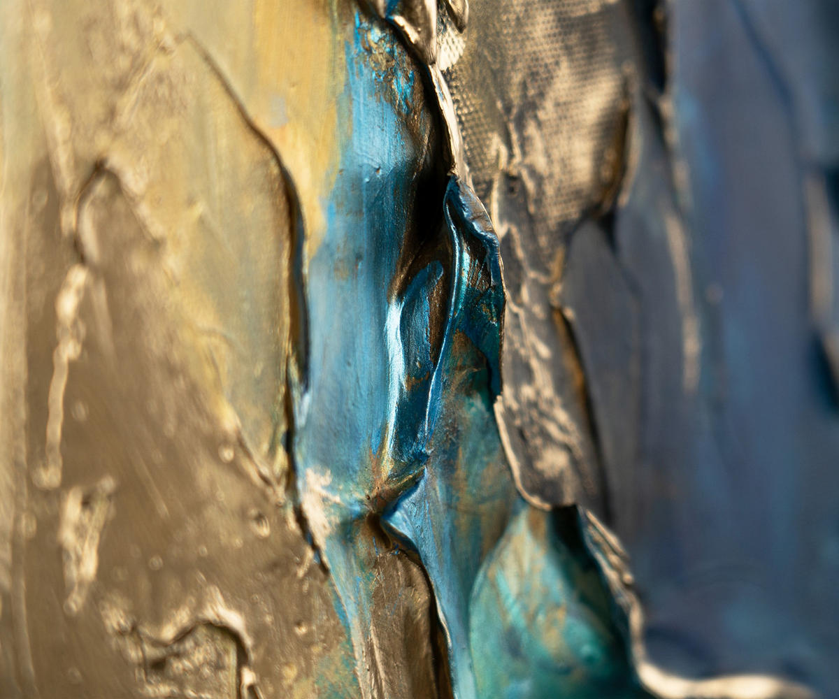GEMÄLDE Abstrakte Symphonie II Schattenfugenrahmen Gold 180x120 cm - Goldfarben, Holz (180/120cm) - YS-art gallery