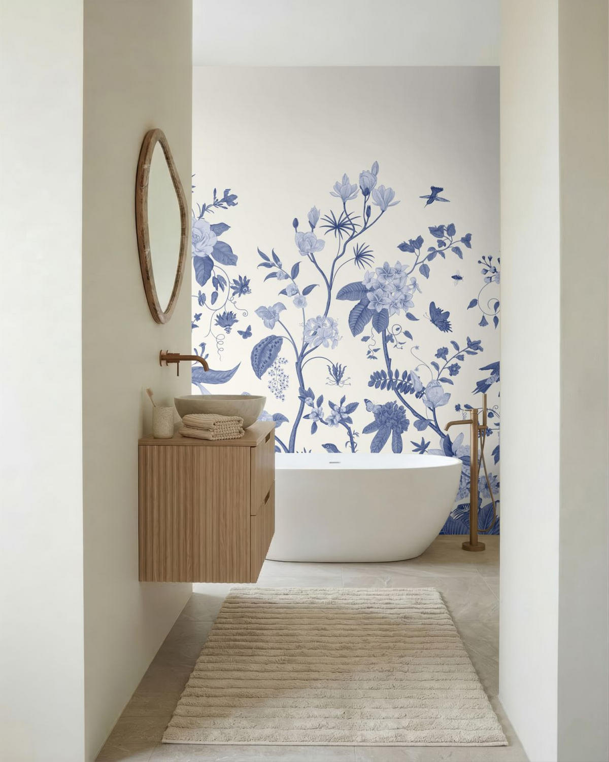 FOTOTAPETE Toile de Jouy 2.5 x 2.79 m - Blau, Papier (250/279cm) - ESTAhome