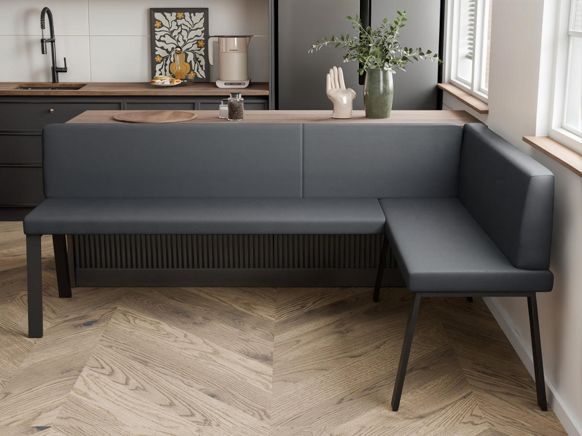 ECKBANK rechts MONO Y Kunstleder glatt, 128/168 cm Grau - Grau, Kunststoff/Textil (128/168cm) - Idohome