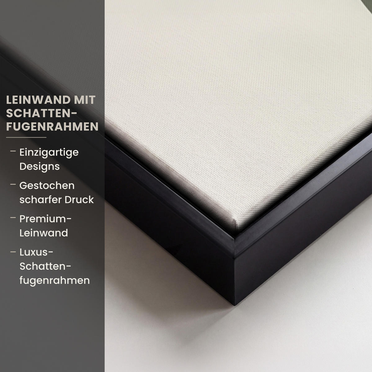 LEINWAND Bilder mit Rahmen - Japandi - Grün - Abstrakt - Modern - 80x60 - Salbeigrün, Textil (80/60cm) - MuchoWow