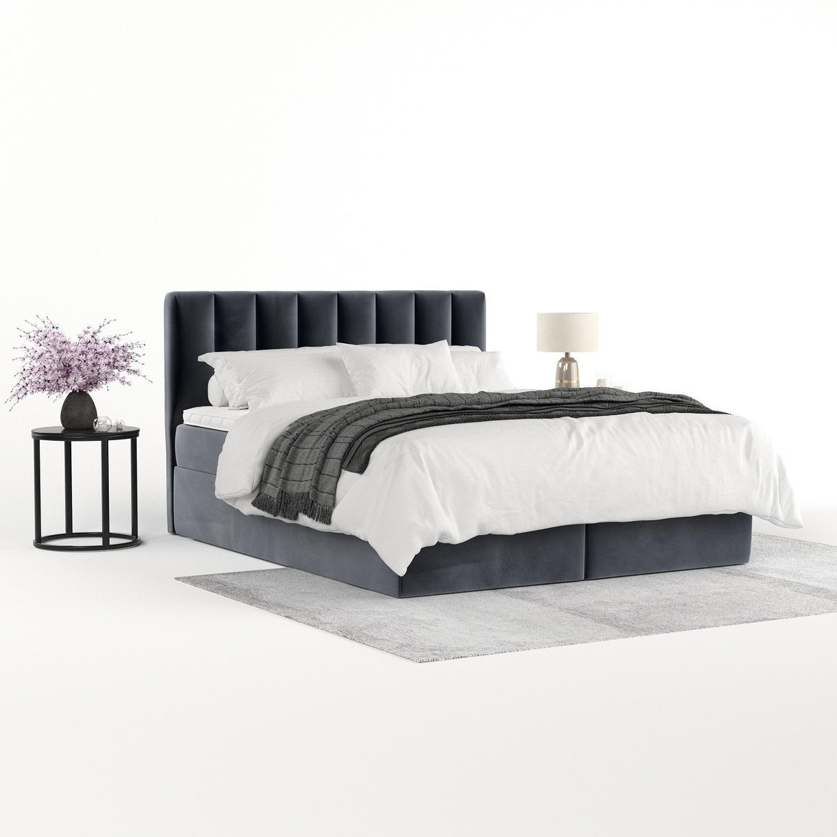 BOXBETT Lusso 180/200 cm Dunkelgrau im Kronos Stoff - Dunkelgrau/Schwarz, Holz/Holzwerkstoff (180/200cm) - AltaBeds