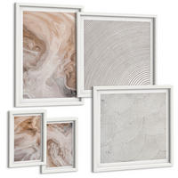 BILDER SET 5er Set - 50x50 cm & 20x30 cm & 40x60 cm Weißer Rahmen - Marmorstein-Texturmuster - Weiß, Kunststoff (40/60cm) - TULUP