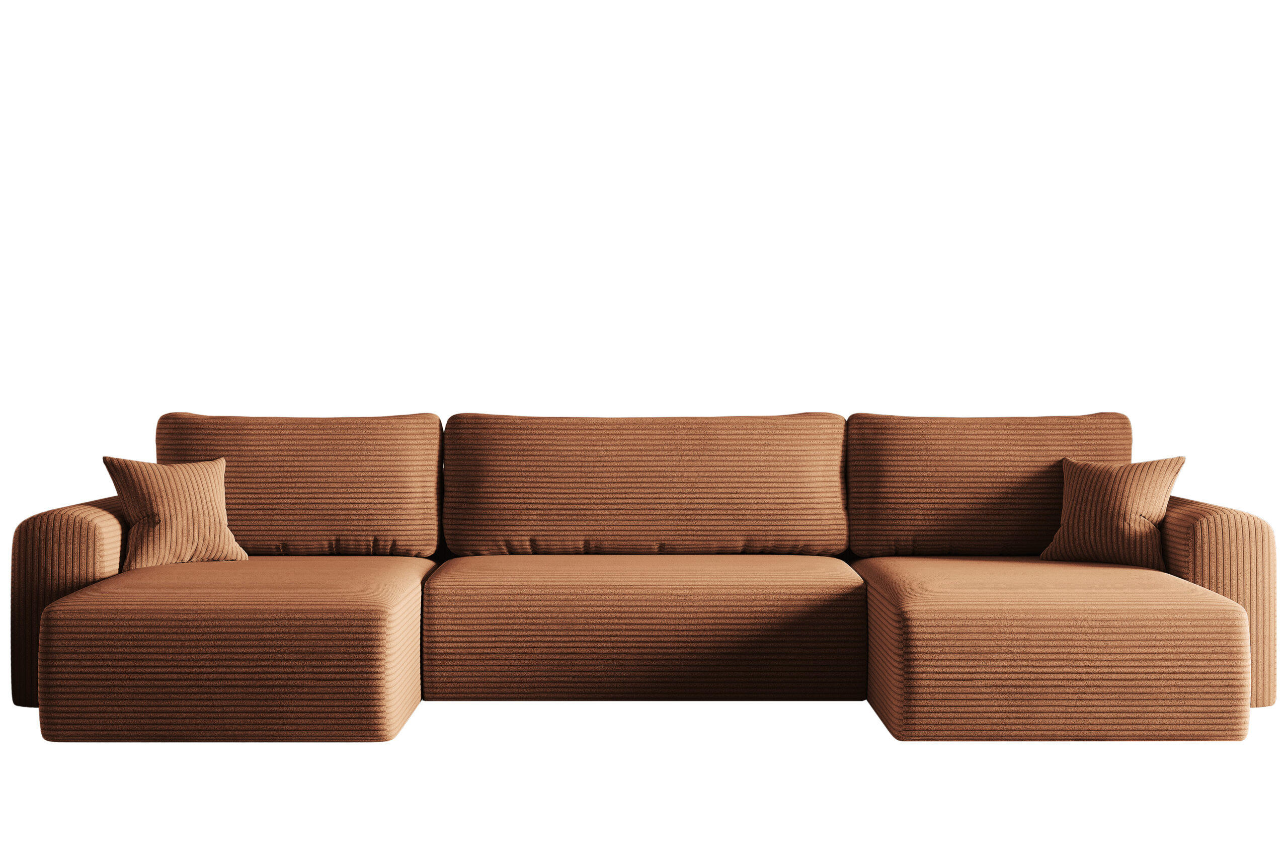 ECKSOFA Mit Schlaffunktion Und Bettkasten U-form CAPRI Poso Ziegel - Orange, Holz/Textil (145/362cm) - Kaiser Möbel