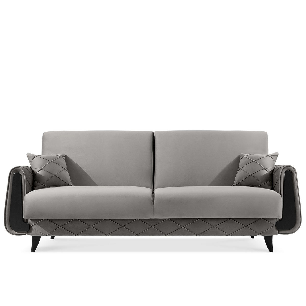 3-SITZER-SOFA GUSTAVO III Sofa 3 Velours, Hellgrau - Hellgrau, Holz/Holzwerkstoff (230/98/98cm) - KONSIMO®