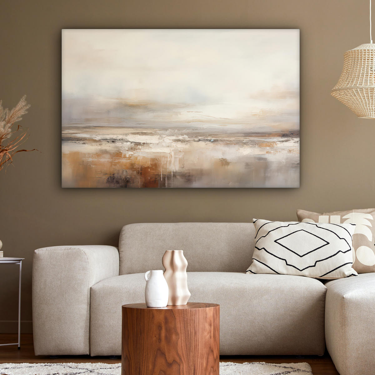 LEINWANDBILD - Kunst - Industriell - Grau - Braun - Abstrakt - 120x80 - Kunstdruck - Sandfarben, Textil (120/80cm) - MuchoWow