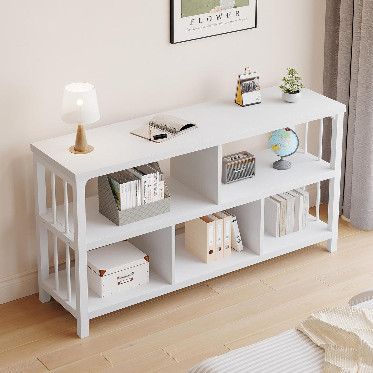 REGAL Standregal 120 x 34 x 76.2 cm Holzoptik Metallgestell - Weiß, Holzwerkstoff/Metall (120/76.2/34cm) - Quality Elegance