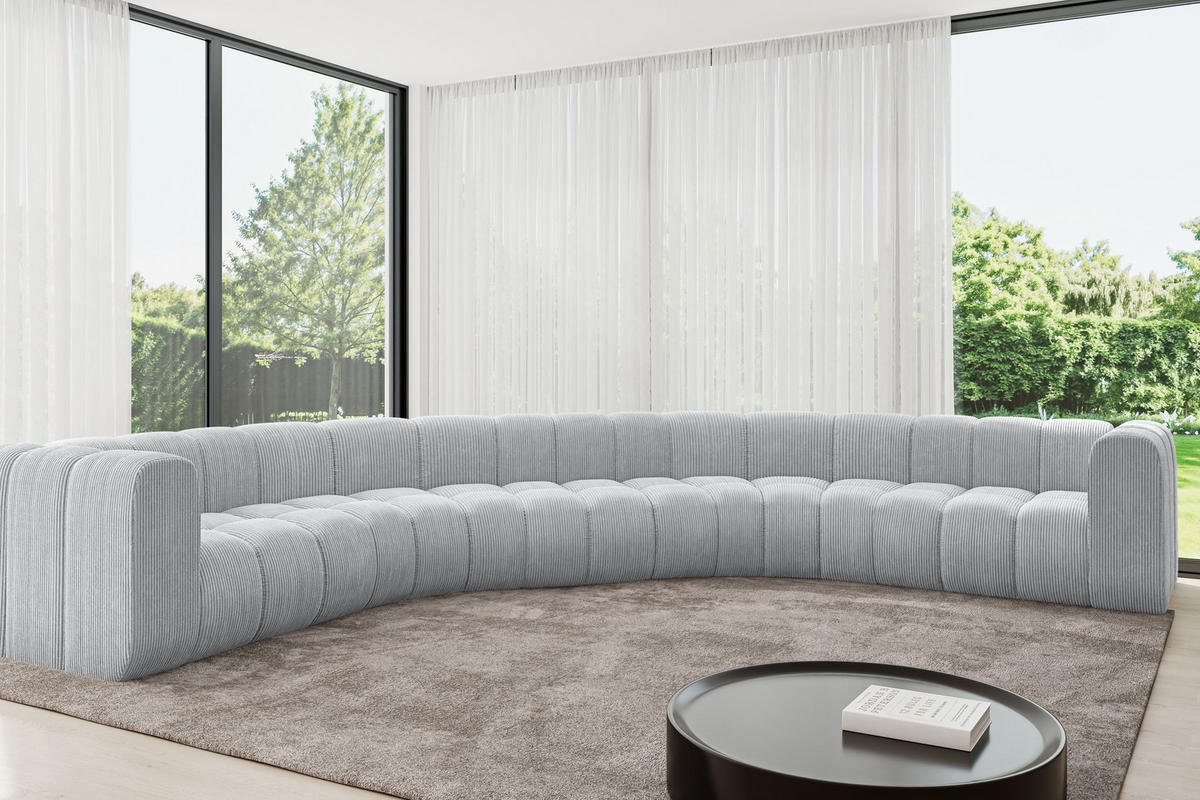 WOHNLANDSCHAFT modulares Sofa Lazro-U1 - 373x373x70 cm Grau - Grau, Holzwerkstoff/Textil (373/70/373cm) - ALTDECOR