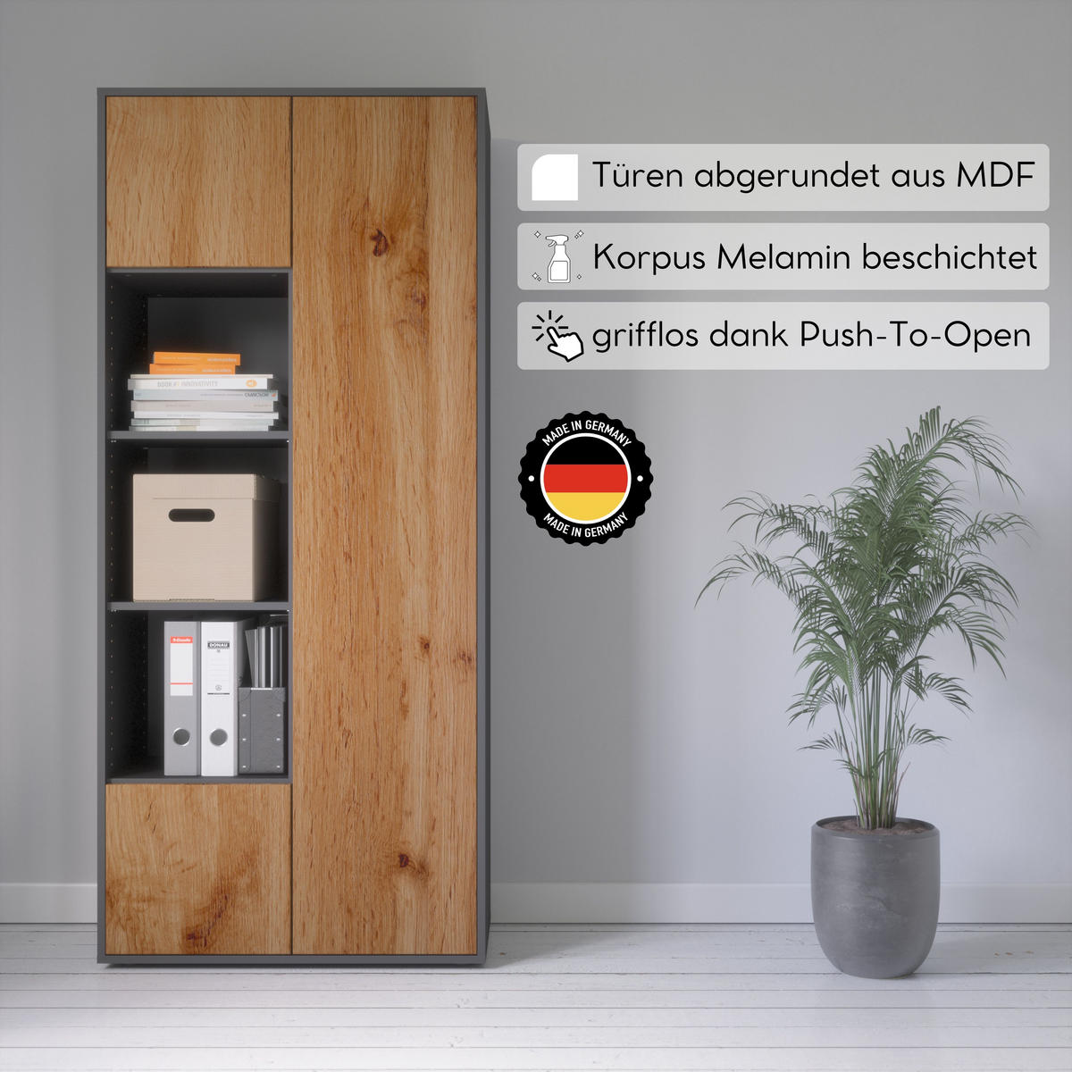 AKTENSCHRANK Amira T30 Eiche Wotan 180/80/40 cm - Eiche Wotan, Holzwerkstoff (80/180/40cm) - SIMPLYFURN