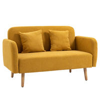 SOFA 2-Sitzer, Polyester Holz Natur+Gelb - Gelb/Naturfarben, Kunststoff (70/80/130cm) - HOMCOM