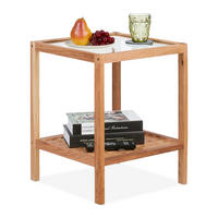 BEISTELLTISCH - Hellbraun, Glas/Holz (40/40/50cm) - Relaxdays
