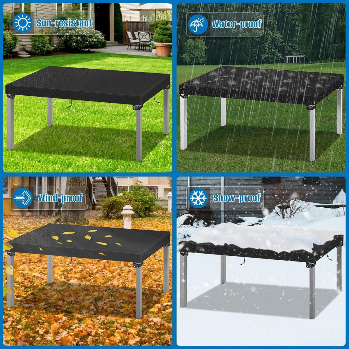 GARTENTISCH Abdeckung 220 x 100 x 15 cm Schwarz - Schwarz, Textil (10/30/30cm)