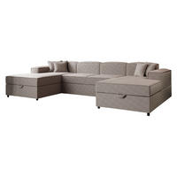 WOHNLANDSCHAFT Santos U Boucle - Beige/Schwarz, Holzwerkstoff/Kunststoff (320/79/166cm) - MIRJAN24