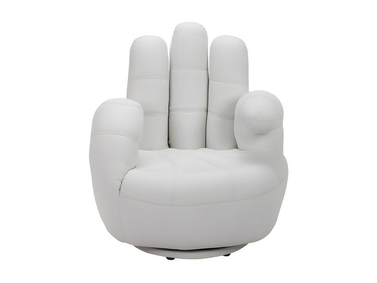 FINGERSESSEL drehbar - Kunstleder - Weiß - CATCHY - Weiß, Leder (82/89/78cm) - Vente-Unique