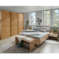 SCHLAFZIMMER Lenvara mit in Eiche 4-teilig mit Schwebetürenschrank mit Spiegel, Passepartout, zwei Nachttische und Komfortbett - Braun, Holzwerkstoff (80/200/120cm)