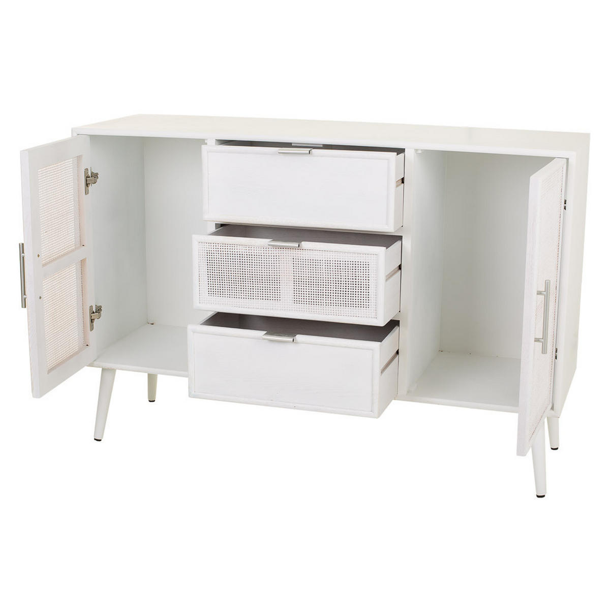 SIDEBOARD aus Holz und Gitter, Weißes, 120x41x81 - Weiß, Holz (120/81/40.5cm) - Wanderlust