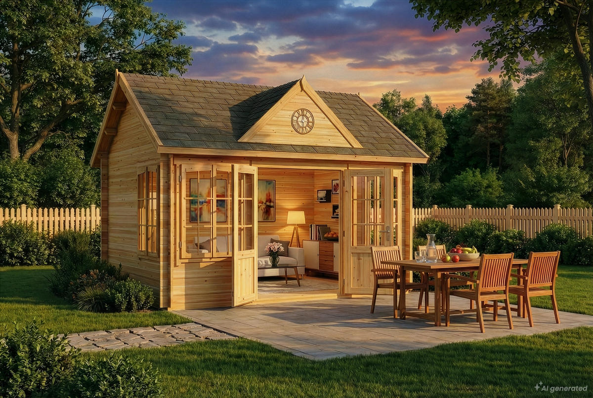 GARTENHAUS Holz Clockhouse - Naturfarben, Holz (440/336/340cm) - Alpholz
