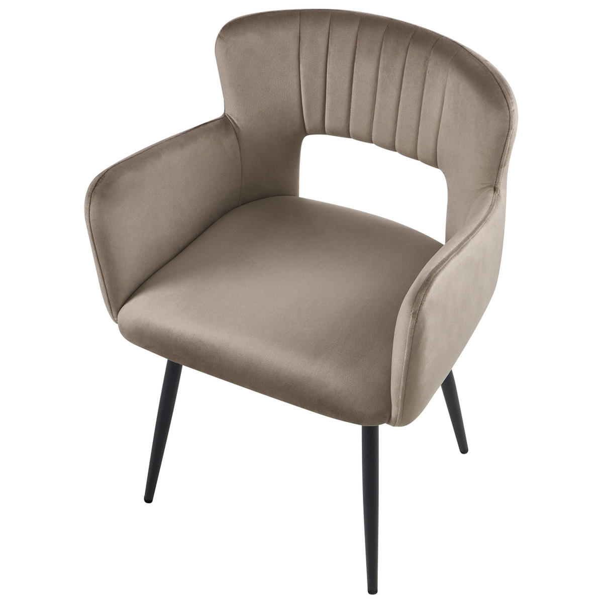 ESSZIMMERSTUHL 2er-Set Samtstoff Taupe Sanilac - Taupe, Textil (54/76/50cm) - Beliani